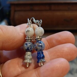 3/$9 Handmade Blue and White Beaded Earrings